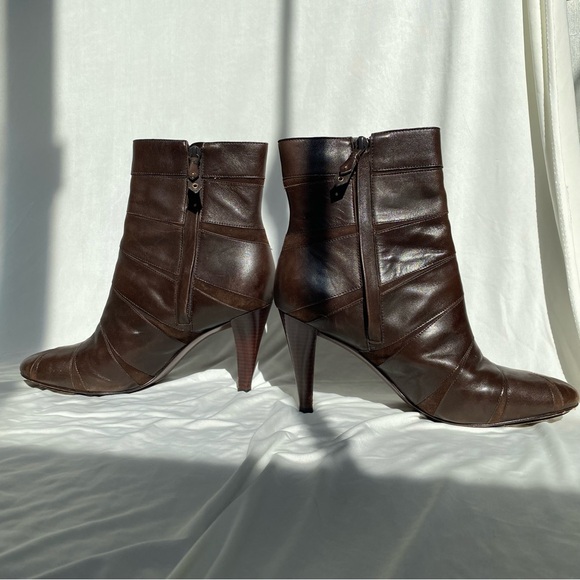 Cole Hann Nike Air Brown Leather & Suede Bootie Heels - Picture 3 of 10